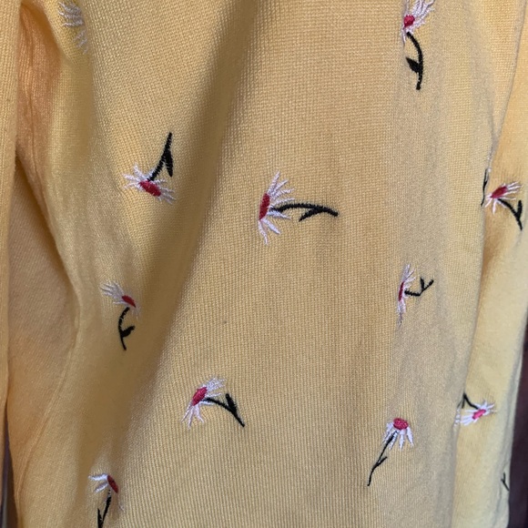 East of 7th Embroidered Flowers Yellow Open Cardigan Size L 3/4 Sleeves - Picture 2 of 11